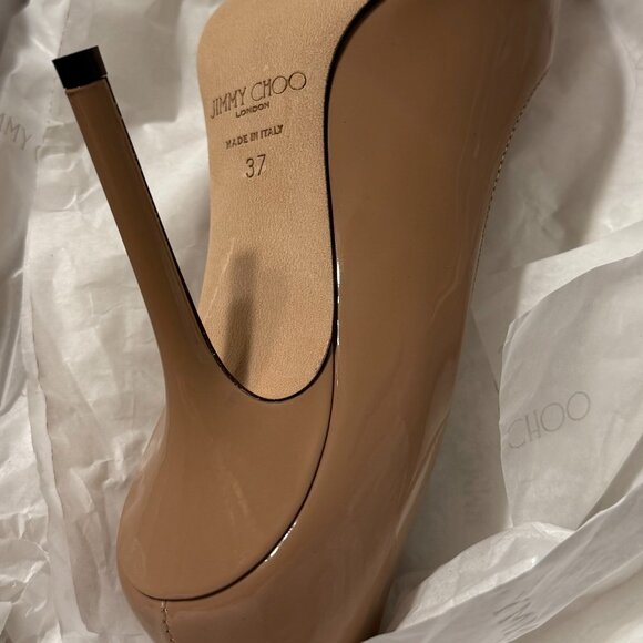 Jimmy Choo Love100 Ballet-Pink Patent-Leather Pointed Pumps with JC Emblem - Picture 9 of 14